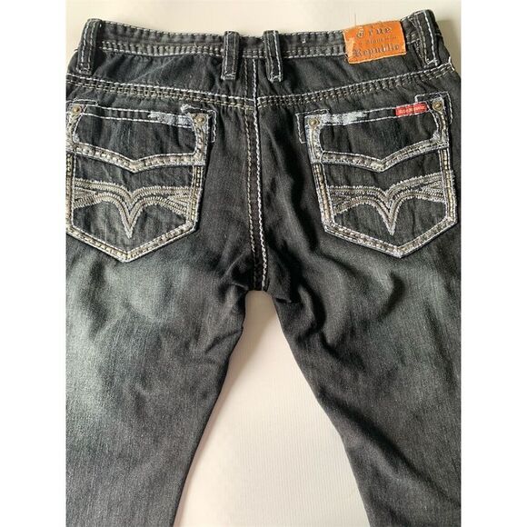True Religion‎ Men's Straight Jeans Black Size 36 Triple Stitching - Picture 8 of 13